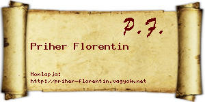 Priher Florentin névjegykártya